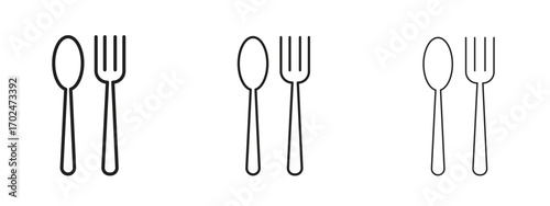 Spoon and Fork icon, outline sign, linear symbols