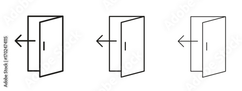 Sign out icon, outline sign, linear symbols