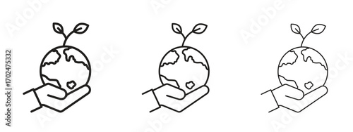 Save environment icon, outline sign, linear symbols