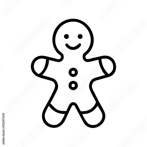 Ginger bread man cookie outline icon. Christmas sweet bakery food symbol. Holiday dessert for December. Vector single element icon set