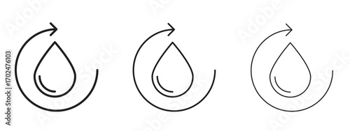 Recycle water icon, outline sign, linear symbols