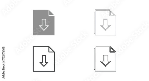 Vector illustration of collection of download icons in various styles