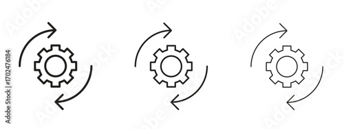 Recovery gear icon, outline sign, linear symbols