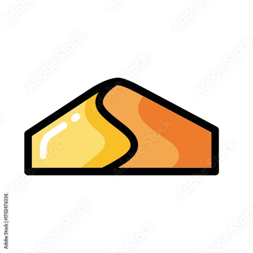 Desert dune forms sandy slope in minimalist illustration icon