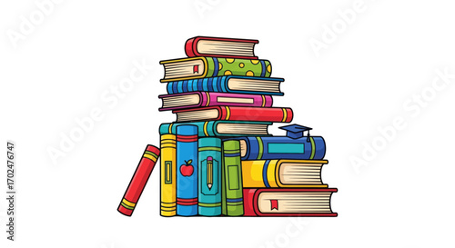Colorful Stack of Books Education Knowledge and Learning.