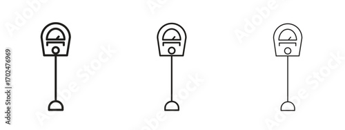 Parking meter icon, outline sign, linear symbols