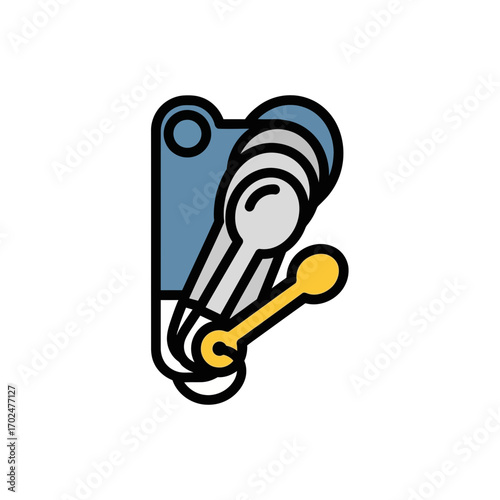 Kitchen spoons measure ingredients inside kitchen artwork design