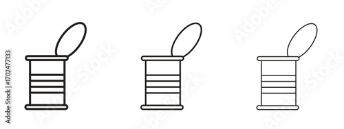 Open tin can icon, outline sign, linear symbols