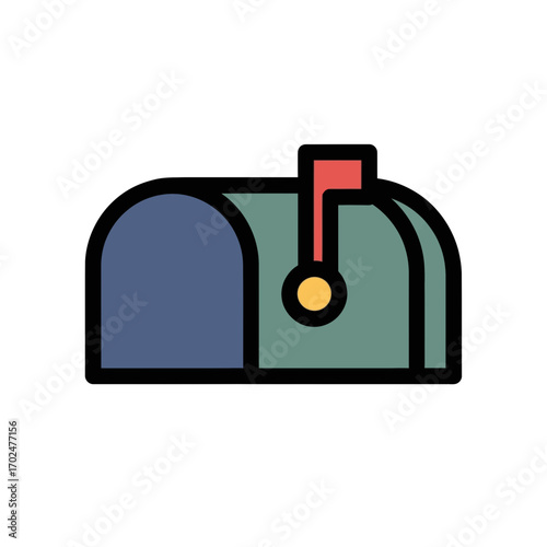 Mailbox icon indicates delivery in postal service artwork