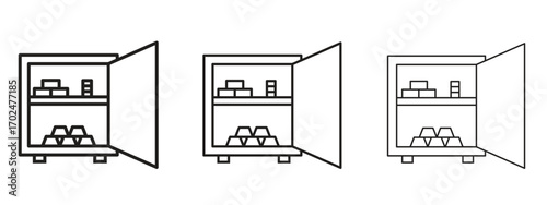 Open safe icon, outline sign, linear symbols