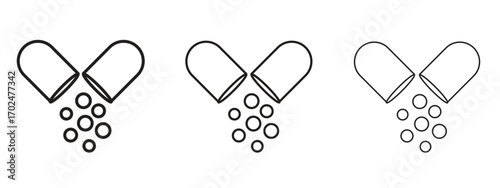 Open Capsule icon, outline sign, linear symbols