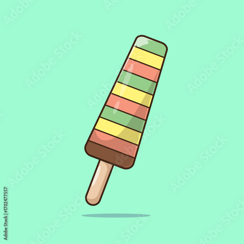 Delicious and tasty ice cream sticker illustration cartoon vector isolated with simple style design concept