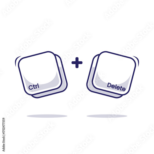 Computer keyboard combination shortcut plus delete icon, sign, symbol for fast typing technology. Work efficient innovation