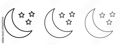 Night icon, outline sign, linear symbols