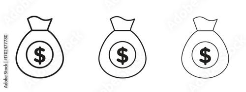 Money bag icon, outline sign, linear symbols