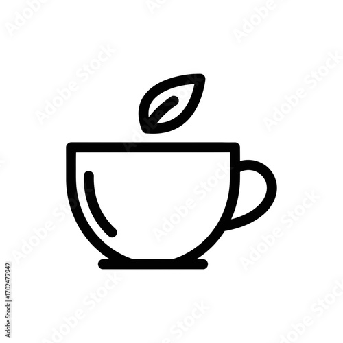 Minimal cup contains herbal tea vector icon graphic