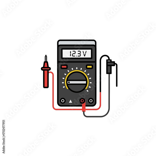 Digital multimeter measures voltage electric circuit tool isolated