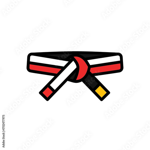 Martial belt ties center display isolated training sport emblem