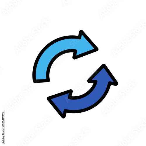 Curved arrows circulate turnaround process cycle emblem graphic