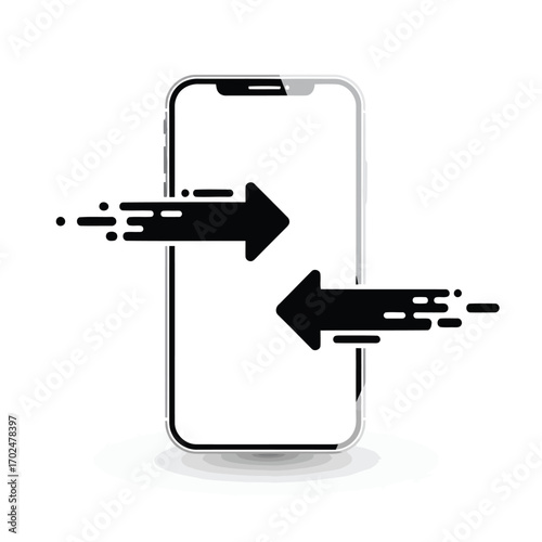 Vector illustration of smartphone with incoming and outgoing arrows
