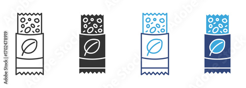 Healthy granola bar icon set, Healthy Energy Snack , Nutritious Granola Bar icons, vector illustration. 