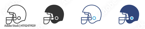 American football helmet icon set, sports safety gear  icon, vector illustration 