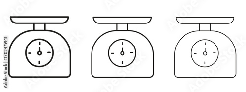 Kitchen scales icon, outline sign, linear symbols