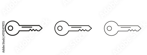 key icon, outline sign, linear symbols
