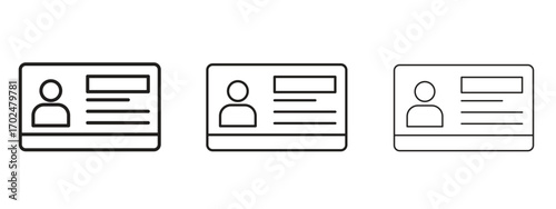ID card icon, outline sign, linear symbols