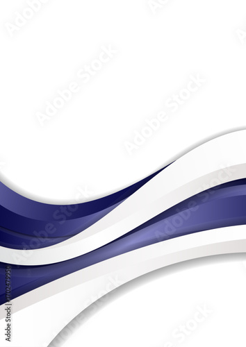Abstract background design with wave pattern and blue and white gradient color, dynamic and modern vector
