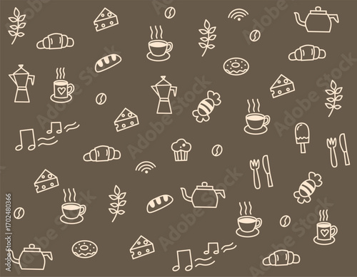 seamless pattern with cafe elements