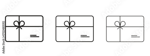 Gift card icon, outline sign, linear symbols