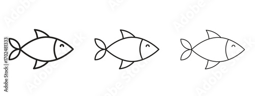 Fish icon, outline sign, linear symbols