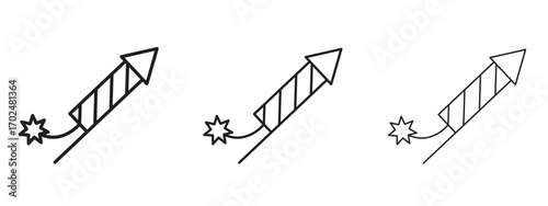 Fireworks rocket sign, outline sign, linear symbols
