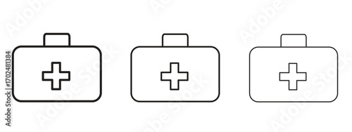 First aid box icon, outline sign, linear symbols