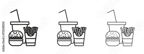 Fast food icon, outline sign, linear symbols