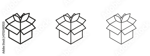 Eco packaging icon, outline sign, linear symbols