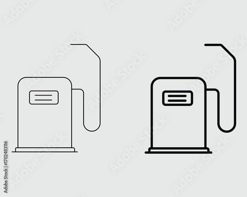 Two minimalist line art icons of a gas pump on a light gray background