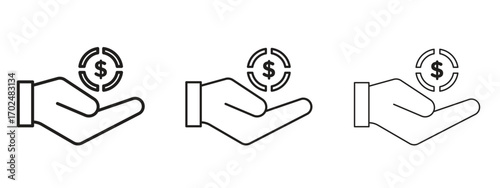 Contribution icon, outline sign, linear symbols