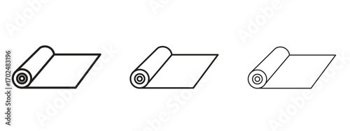 Construction film roll icon, outline sign, linear symbols
