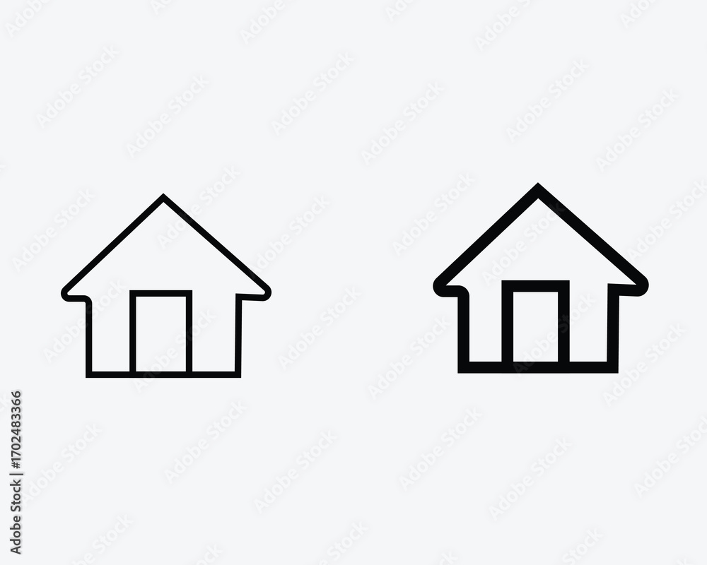 Fototapeta premium Two Simple House Icons: Thin Line and Bold Outline