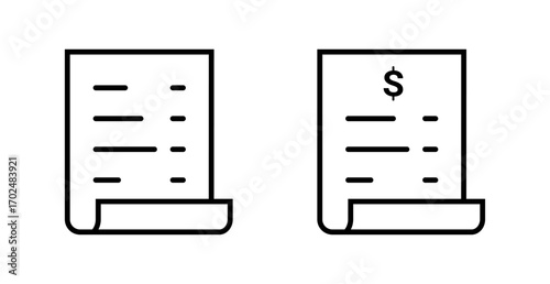 Receipt Icon Isolated on Transparent Background. Payment or Invoice Document. Vector Illustration