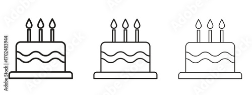 Cake icon, outline sign, linear symbols