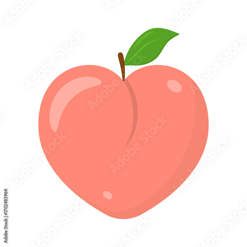Peach Icon Isolated on White Background. Fresh Fruit and Organic Food. Vector Illustration
