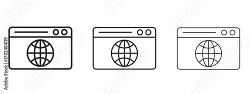 Browser icon, outline sign, linear symbols