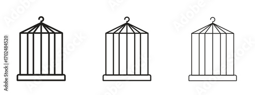 Bird cage icon, outline sign, linear symbols