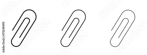 Attachment clip icon, outline sign, linear symbols