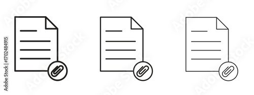 Attach document icon, outline sign, linear symbols