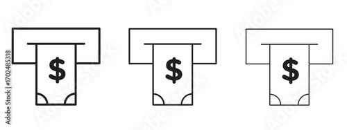 atm cash icon, outline sign, linear symbols