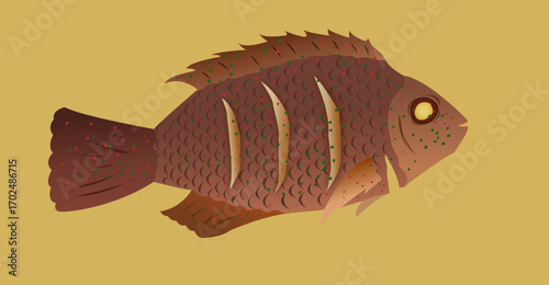 Appetizing illustration of a cooked fish